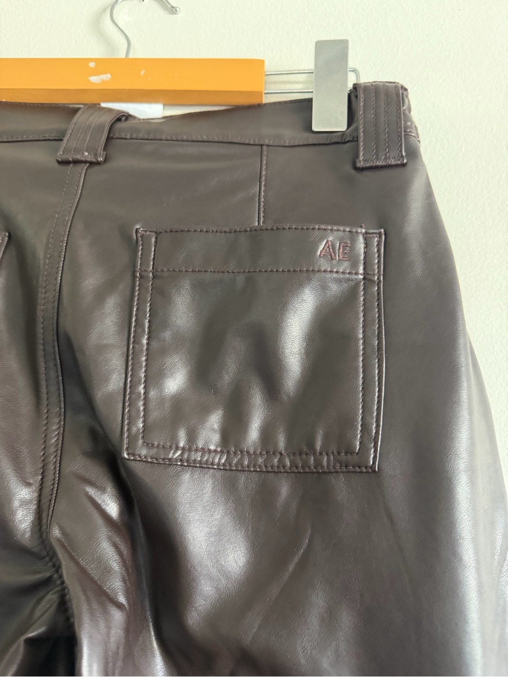 American Eagle Brown Faux Leather Cargo Pants | Y2K Utility - Picture 11 of 12